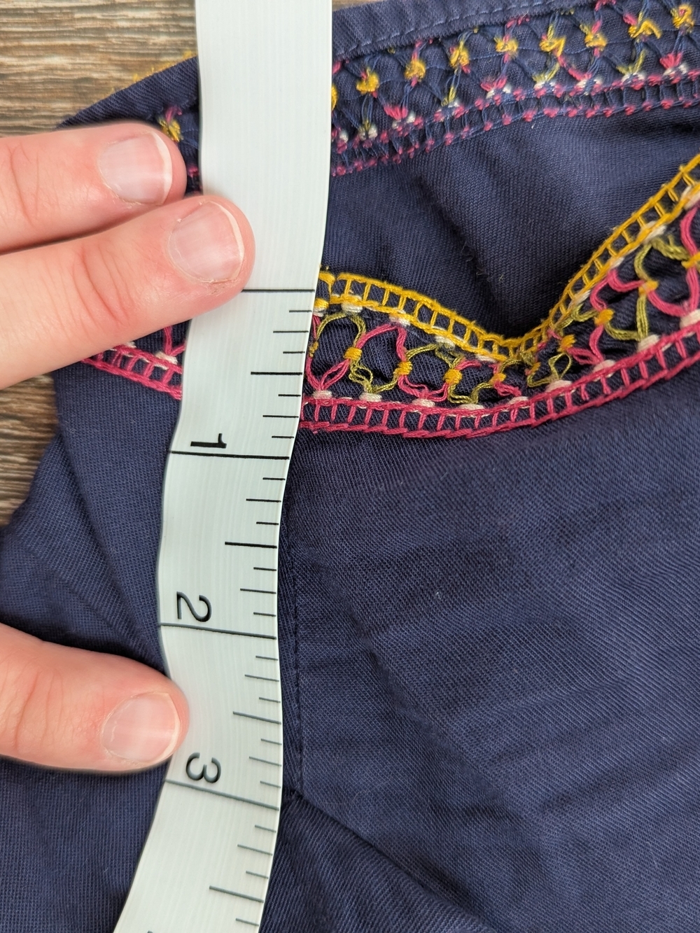 Madewell Embroidered cotton Shorts Elastic Waist Midnight Blue Boho Size XS - Picture 10 of 11